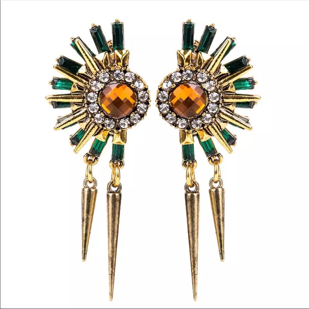 Geometric Rhinestone Retro Tube Earrings
